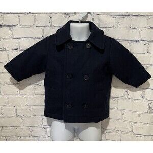 The Childrens Place Baby Boys Winter Pea Coat Wool Blend Jacket Navy 6-9 Months